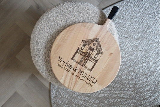 Borrelplank rond 40x40 cm logo graveren