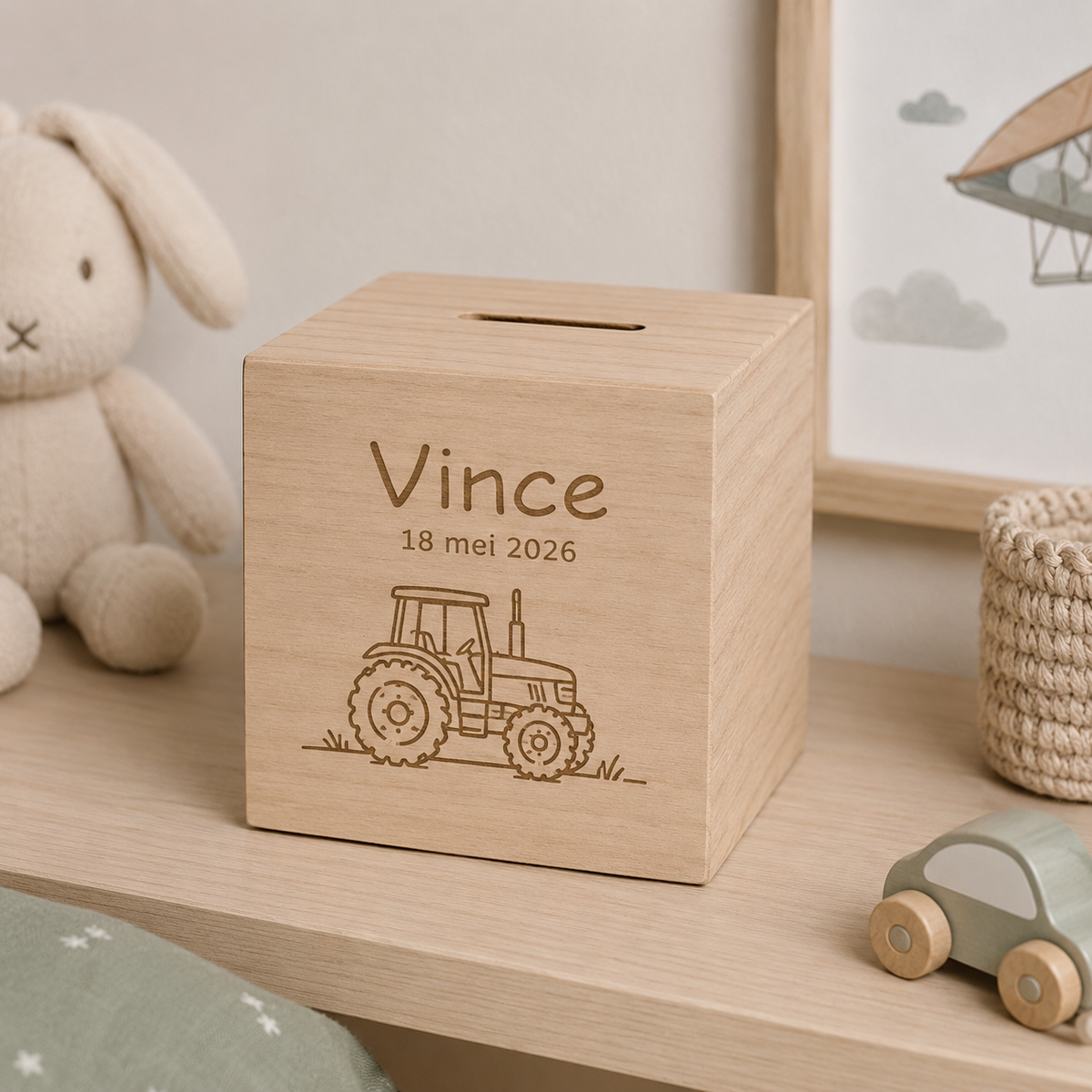 Houten spaarpot